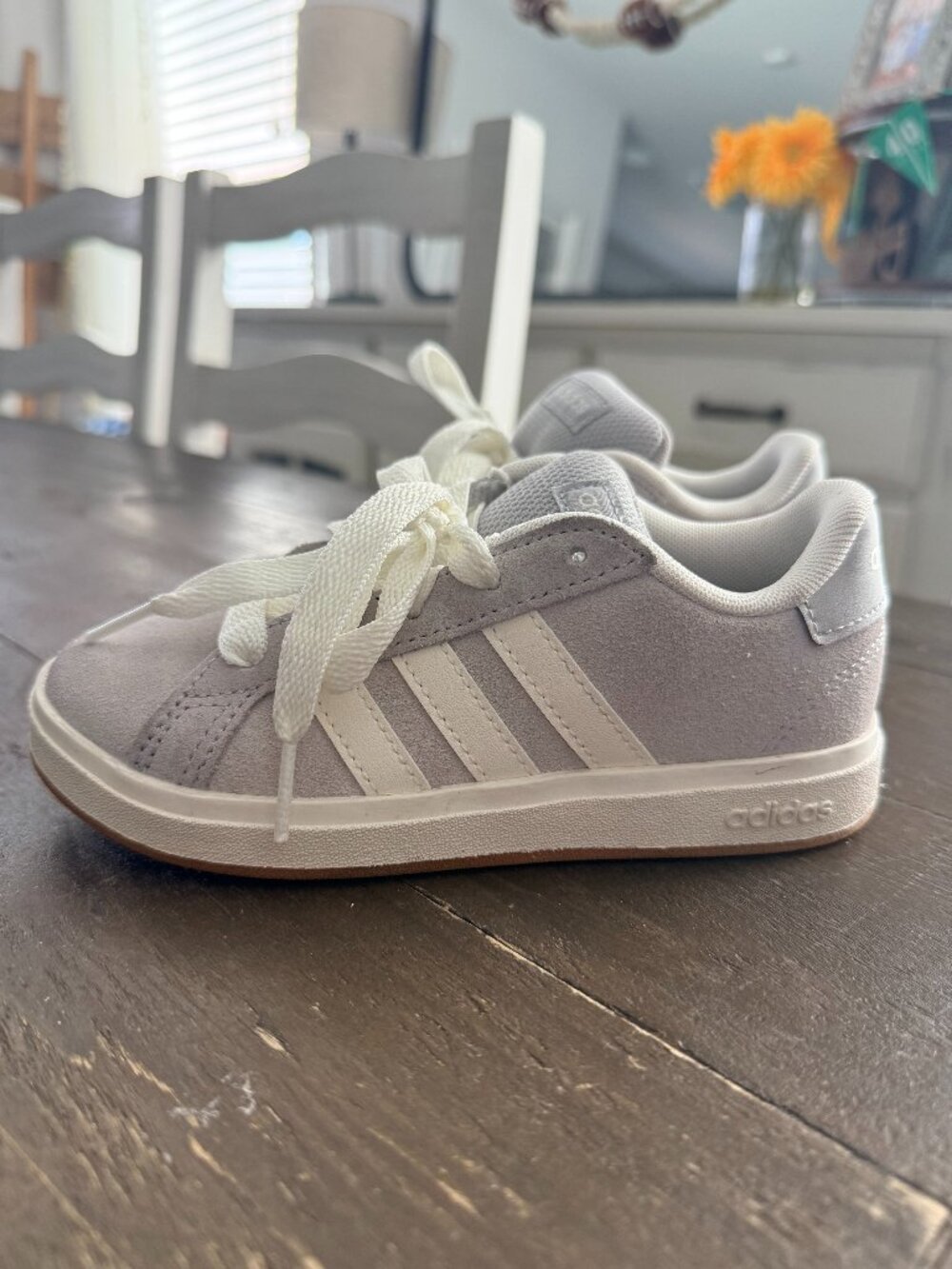 adidas Kids Grand Court 00s Grey Suede Sneakers - Size 12 Youth